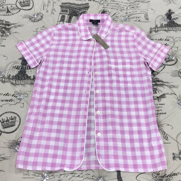 J.Crew Gingham Short Sleeve Pajama Top - Picture 2 of 4